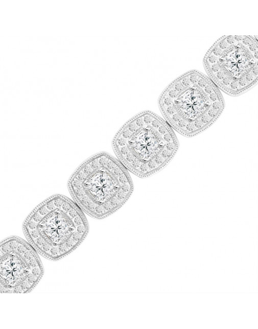 Cushion Shape Design Diamond Bracelet in 9ct White Gold